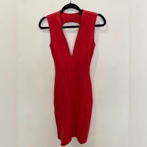 Guess Red Midi Bodycon Dress Keyhole Back
